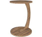 Mesa auxiliar redonda con ruedas 56 x 38 cm imitación madera 03_0008665