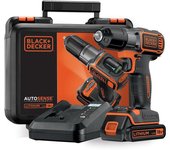 Taladro inalámbrico autosense 16/28 nm - black+decker - con 1 batería de 18v 1,5ah - caja - asd18k-qw