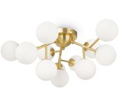 Maytoni dallas moderna lámpara de techo con forma de globo de 12 luces dorada, pantalla de coñac, g9
