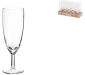 Bandeja 10 vasos de vidrio transparente globo flauta, 15cm
