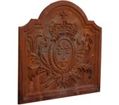 Biscottini frontón con escudo heráldico - placa de chimenea en hierro fundido decorada en relieve - 54x3,5x50cm - decoración chimenea salón