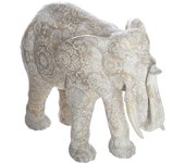 Atmosphera - estatua elefante 'enzo' - motivos grabados - efecto blanqueado a. 22 cm