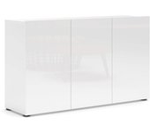 Aparador amelyah, bufé de salón, aparador de salón, despensa de cocina, made in italy, 135x38h79 cm, blanco brillante