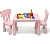 Juego de mesa y sillas para niños de 1-7 años, mueble para bebé pupitres de juego actividad estudio, estilo sencillo, carga 50 kg, rosa