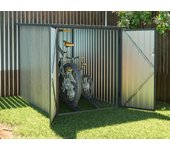 Cobertizo de bicicletas de acero galvanizado con efecto madera de 2,8 m² para 2 bicicletas - niki