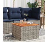Vidaxl mesa de jardín de madera de acacia y ratán pe gris 55x55x37 cm