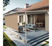 Melodie - pérgola de lona (motorizado con mando a distancia + manivela - topo - blanco - 4.00m x 3.00m)