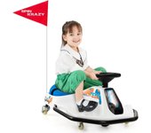 Kart eléctrico infantil de 6 v, coche de juguete para montar con volante y asiento ajustables 4,2-4,8 km/h, para niños de 3 a 8 años (blanco) (2 posic
