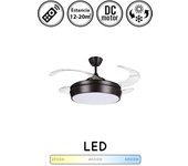 Ventilador de techo silencioso simun dc 36w negro aspas transparentes