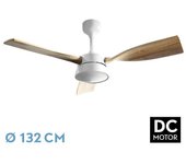 Ventilador dc estio 24w blanco/haya 3aspas132d regulable intensidad 2650lm 3000k,4000k,6000k remoto+temporizador+memoria