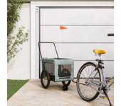 Remolque de bicicleta para mascotas gris y negro vidaxl