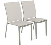 Silla de jardín apilable de aluminio y textilene, set de 2, cleveland, verde kaki, 64.5x45.5x89.5 cm