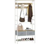 Perchero zapatero homcom melamina de madera, acero madera natural 80x30x180.5 cm