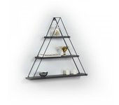 Librería de pared triangular tablón de anuncios piramidal negro 74 x 13 x 61 h cm