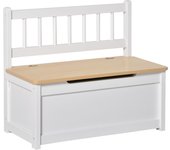 Baúl de juguetes para niños homcom mdf, madera de pino blanco 60x30x50 cm