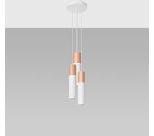 Sollux lighting pablo plafón colgante cluster, blanco, madera natural, 3x gu10
