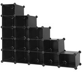 Unidad de almacenamiento modular 16 compartimentos estante de plástico con puertas para ropa zapatos jugu 12_0003167