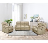 Sofá de 3 plazas y sillón relax eléctrico de tela topo nevers