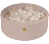 Meowbaby piscina de bolas, round seca para niños, crudo : blanco/transparente, 200 pcs, 90x30cm