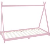 Ml-design cama infantil tipi 90x200cm color rosa con listones de madera de pino maciza mobiliario forma de casa tienda de campaña para niños