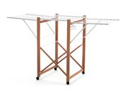 Arit -drying rack airone, 20 meters of hanging wire, rotating clips basket - colour cherry wood