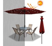Sombrilla semáforo 3,5m sombrilla con led aluminio sombrilla giratoria jardín terraza balcón rojo