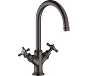 Mezclador de lavabo hansgrohe axor montreux de dos manijas 210, sin juego de desagüe, 16506340, color: brushed black chrome
