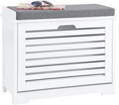 Banco zapatero con 1 hoja abatible y 1 cojín, para entrada, pasillo, blanco, l60xp29xh49 cm fsr184-k-w sobuy es