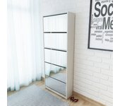 Vidaxl mueble zapatero 5 cajones con espejo blanco 63x17x169,5 cm