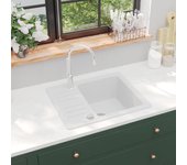 Vidaxl fregadero de cocina con un seno granito blanco