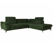 Sofá rinconero lincoln 155, verde, función de descanso, almacenaje, 277x237x75cm