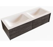 Mondiaz lush 120cm mueble de baño color dark brown con 2 cajones. con lavabo cloud doble 2 orificios color talc