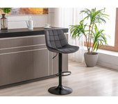 Lote de 2 taburetes de bar de terciopelo y metal - altura regulable - gris- lima ii