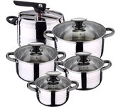 San ignacio batería de cocina 8 piezas duna con olla a presión 7l en acero apta inducción