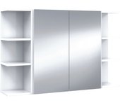 Pack 2 estanterías + armario con espejo para baño aseo color blanco brillo almacenaje muebles