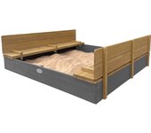 Axi ella xxl arenero de madera con tapa, gris| arenero con banco y tapa para niños en antracita y marrón | 150 x 150 cm
