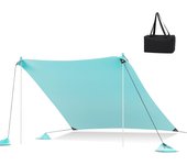 Toldo playa plegable con protección solar upf50+, 4 bolsas de arena, 2 postes de aluminio, para camping picnic pesca, verde, 2x2m