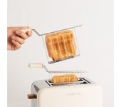 Create - pack toast retro pequeña tostadora para rebanadas anchas + 2 pinzas de rejilla para sándwiches