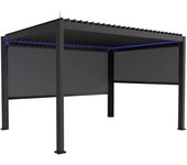 Pérgola bioclimática 3x4m eléctrica led + toldo 3m + toldo 4m, triomphe 3x4m led + accesorios, antracita, 300x400x300 cm