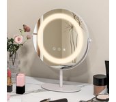Espejo de maquillaje con iluminación led, giratorios de 360° con pantalla táctil, 3 colores de luz y brillo regulable, recargable para maquillaje