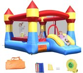 Estructura inflable para niños de 3 a 10 años, tela oxford, puerta de entrada con tobogán, clavijas de anclaje, 370 x 280 x 230 cm (con puerta de seg