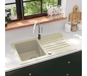 Vidaxl fregadero de cocina de granito con un seno beige
