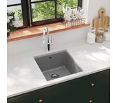Vidaxl fregadero de cocina de granito con un seno gris