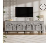 Mueble tv moderno 4 puertas 160 cm para televisores de 40-49 pulgadas, diseño elegante, bisagras soft-close y acabado gris versátil - 160×38×55,5 cm