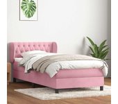 Vidaxl cama box spring con colchón terciopelo rosa 90x220 cm