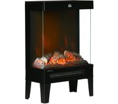 Chimenea eléctrica 1000w / 2000w con llama led homcom 40,5x20x62cm negro