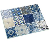 Placa de cristal para chimenea, zócalo protector de chimenea, diseño moderno | 80x60 | rectángulo | patrones de azulejos de cerámica