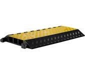 Wiltec rampa protectora para cables y mangueras 95 x 49 x 8 cm de caucho 3 canales con tapa, base antideslizante soporta hasta 30 t, ideal para trá...
