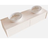 Mondiaz lush 150cm mueble de baño underlayment con 2 cajones. con lavabo doble sin orificios blanco brillo