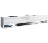 Mueble tv sarasota 119, blanco brillante, blanco, número de puertas: 2.00, 180x30x33cm